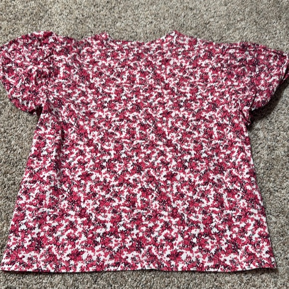 Zara Pink and White Floral Blouse With Puffy Short Sleeves - Picture 4 of 6